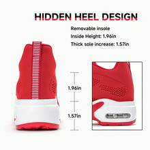 SOSENFER Women's Autumn/Winter Sports Shoes, Letter Patch Decor Lace-Up Platform Sneakers - Red - View 8