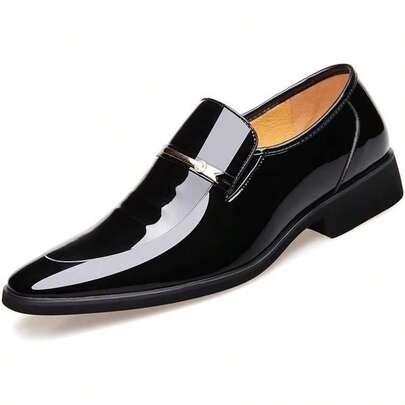 Men's Classic Faux Patent Leather Tuxedo Dress Shoes For Weddings