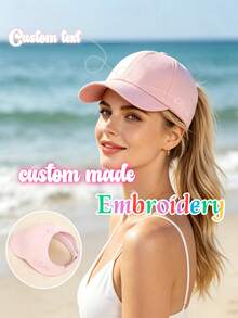 Topi Baseball Ekor Kuda Warna Polos Gaya Orang Tua-Anak Kustom Personalisasi, Kustomisasi Nama/Huruf Bordir, Cocok untuk Aktivitas Sehari-hari dan Perjalanan ke Pantai, Perlindungan Matahari dan Bernapas - MultiWarna - View 5
