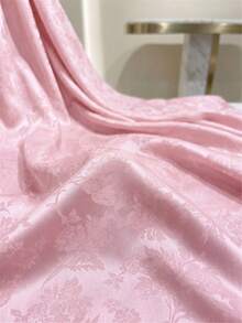 Pink Floral Jacquard Satin Fabric, Embossed Floral Pattern Woven Fabric, Glossy Soft Decorative Cloth, Suitable For Dresses, Evening Gowns, Loungewear, Sofa Covers And Handmade DIY Craft Projects - 1 - View 12