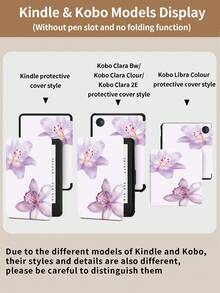 Kingsung 紫色花卉圖案平板保護殼，相容 iPad 9.7/10.2/10.5/10.9/12.9/Pro 11、第 10 代，相容 Galaxy Tab S6 Lite 10.4 吋，相容 Kindle Paperwhite 第 12 代 2024、Kindle (第 11 代) 2022 版，柔軟防摔，智慧支架/自動喚醒/睡眠 - 彩色 - 查看 11