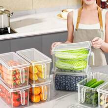4pcs Refrigerator Storage Set With Handles, Including 4 Containers And 4 Lids. Durable Plastic Food Storage Containers, Suitable For Fruits, Meats, And Beverages. The Lightweight Design Helps Efficiently Organize Your Kitchen And Refrigerator - View 4