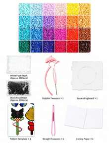 1 Box 13,500pcs Fuse Beads Set - 24 Colors, 2.6mm Mini Beads Set, Suitable For Adult DIY Crafts, Mosaic Art, Home Decor And Creative Projects, Suitable For Beginners, Fuse Beads Pixel Art DIY Puzzle 3D Puzzle DIY Iron-On Beads Handmade - Multicolor - View 10