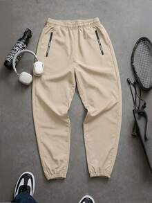 [1 Piece Random]1pc Boys' Casual Outdoor Sports Loose Tapered Pants - Khaki - View 3