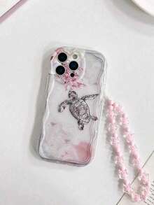 1pc Turtle + Bracelet Phone Case Compatible With Apple 16Pro/15Pro/14Plus/13/12/11 - Pink - View 5