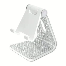 1 pieza Soporte de teléfono con strass Negro & Blanco Soporte de escritorio Adecuado para teléfono y tableta Accesorio de decoración de oficina - multicolor - Ver 2