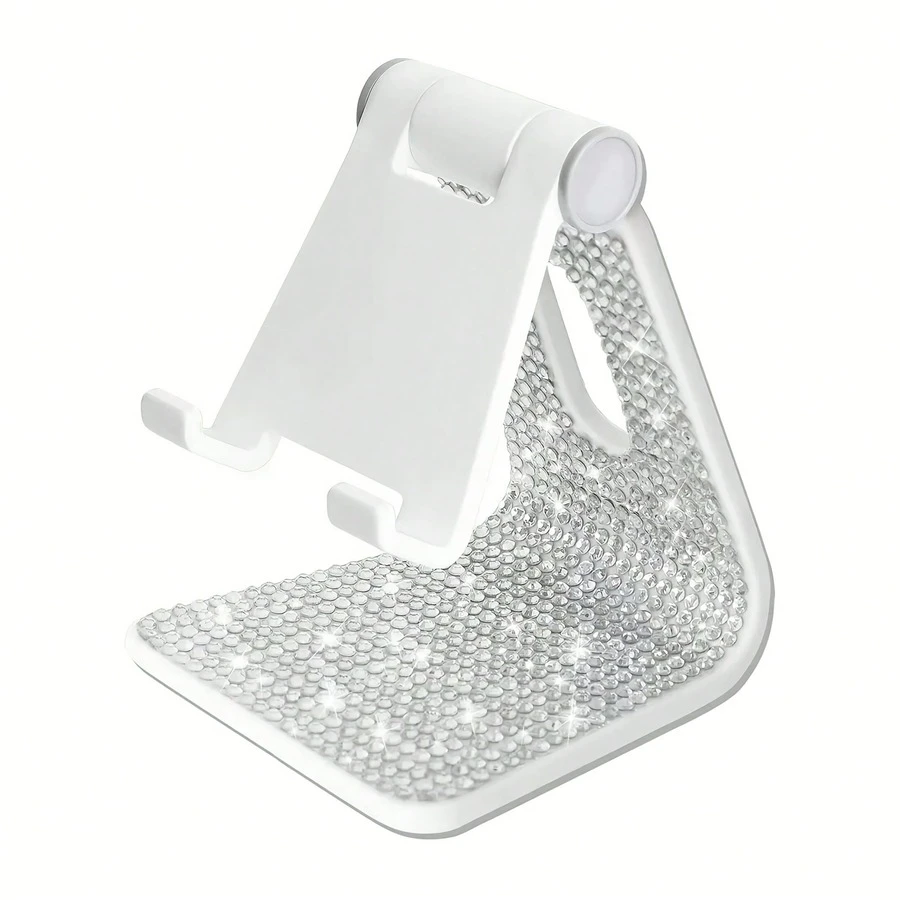1 pieza Soporte de teléfono con strass Negro & Blanco Soporte de escritorio Adecuado para teléfono y tableta Accesorio de decoración de oficina