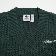 Adidas Women's Vintage Knit Slim Fit V-Neck Vest Tank Top JD5801 - Mineral Green - View 2