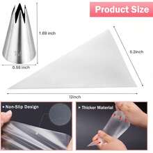 3 Pieces Large 1M Piping Tips, Piping Bags And Tips Set With 20 Disposable Piping Bags For Cake Decorating, Stainless Steel Open Star Piping Tips With Pastry Bags For Cupcakes Icing Frosting - Multicolor - View 2