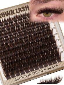 108 Clusters LU Curl Brown Fluffy Dense Makeup-Look Eyelash Clusters, 10-16mm LUD Curl Manga Wispy False Eyelash Extensions - C - View 1