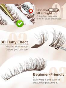 100簇 Breeze Spider 輕盈感簇裝假睫毛 DD捲度 自然簇裝睫毛接片 10-16mm 單簇睫毛，附隱形睫毛接片膠條，適合日常配戴 - LU - 查看 7