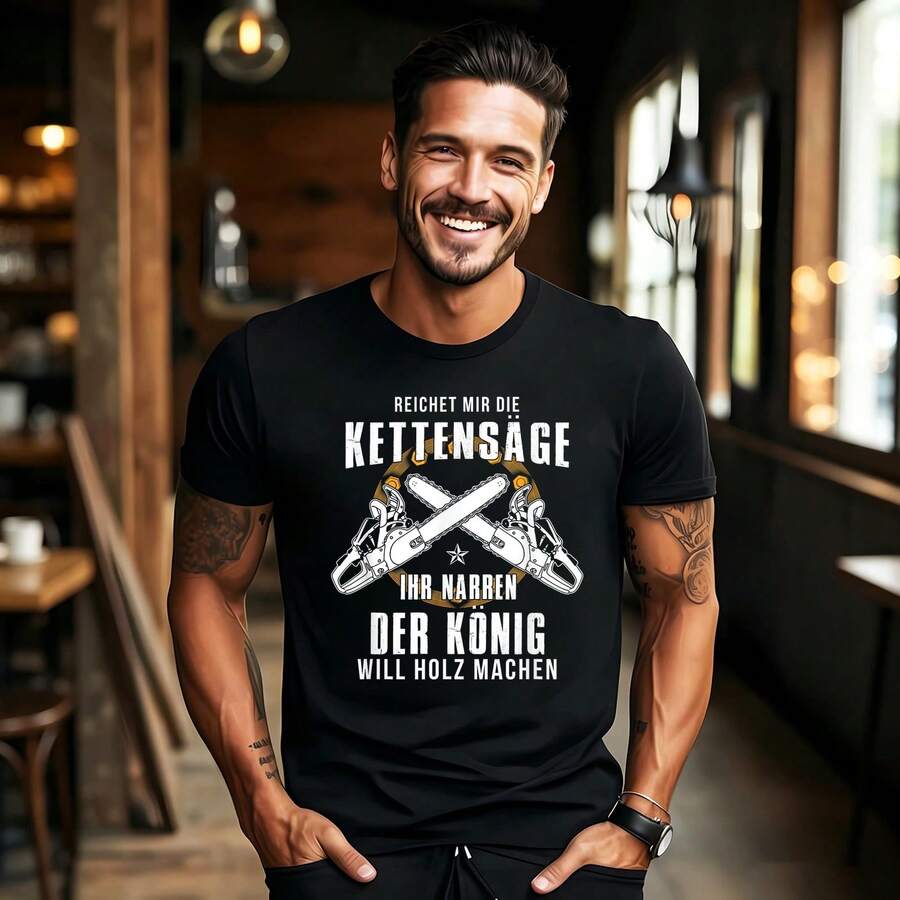 Pass Me The Chainsaw You Fools, The King Of Wood Making T-Shirt - Black - View 1