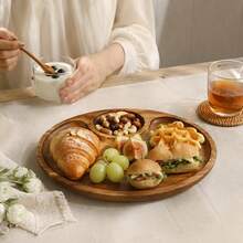 1pc Wooden Pizza Serving Tray With Handle, Natural Wood Pizza Cutting Board, Multi-Functional Baking Tool And Kitchen Accessory, Suitable For Homemade Pizza, Bread, Cheese, Fruit And Vegetables, Perfect Gift For Halloween, Easter, Christmas - View 11