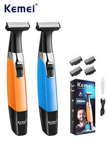 Kemei Kemi Multi-Function Men's IPX7 Waterproof Electric Shaver & Beard Trimmer | USB Charging, Multi-Blade System, Eyebrow And Body Grooming Heads, Men's Shaving And Hair Removal | Home And Travel Grooming Kit, Men's Gift - Multicolor - View 2