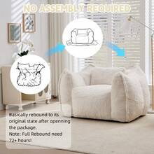 Modern, Minimalist Style. Giant Faux Fur Beanbag/Sofa In A Rug Style. Beanbag With 1 Cushion. No Assembly Required. Smooth Surface. Suitable For Living Rooms, Bedrooms, And Apartments. - Beige - View 7