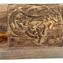 Premium Handmade Wooden Treasure Chest Decorative Trunk For Keepsakes Semicircular Curved Jewellery Box Trinket Box Ladies Jewellery Storage Case Handcrafted Home Decor Golden - Golden Brown - View 5