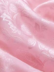 Pink Floral Jacquard Satin Fabric, Embossed Floral Pattern Woven Fabric, Glossy Soft Decorative Cloth, Suitable For Dresses, Evening Gowns, Loungewear, Sofa Covers And Handmade DIY Craft Projects - 1 - View 15