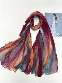 1pc Women's Casual Gradient Modal Viscose Rainbow Headscarf, Fashion Bohemian Style Party Scarf With Tassels, Suitable For Gatherings And Celebrations - Multicolor - View 33