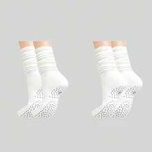 2/4/6/8 Pairs Women's Pilates Slouch Crew Yoga Socks, Non-Slip Grip For Ballet Dance And Hospital Workout - Multicolor - View 15