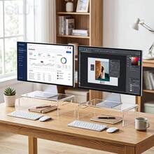 Monitor Stand Riser, Suitable For Computer, Laptop, Printer, Acrylic Monitor Stand, Premium Transparent Laptop Stand For Home And Office, Acrylic Monitor Stand Desktop Organizer Riser - Multicolor - View 3