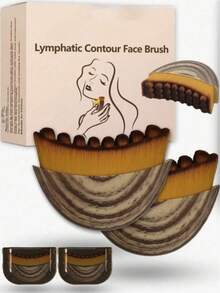 1pc Lymphatic Contour Facial Massage Brush, Ergonomic Jawline Sculpting V-Face Lifting Tool, Soft Bristle Facial Slimming Beauty Massager With Portable Storage Box - A - View 10