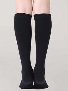 1/2/3/6 Pairs Women's Ribbed Knit Mid-Calf Socks, JK Style Striped Sports Socks, Soft Elastic Over-The-Knee Socks, Suitable For Daily Wear And Campus Outfits - Black and White - View 5