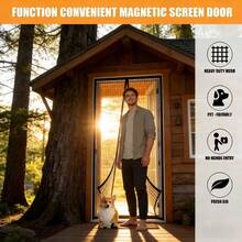 Heavy Duty Magnetic Screen Door, Black Striped Door Curtain, Suitable For Ventilation And Mosquito Prevention, Ideal For Indoor/Outdoor Use, Home Door Mosquito Net, The Best Insect Protection In Summer - A - View 5