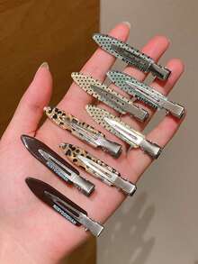 8件裝時尚水滴形長款豹紋髮夾，防滑髮飾，優雅女款髮夾，適合豐盈頂部造型，適用約會、海邊度假、搭配洋裝、日常外出、髮型裝飾配件、日常聚會、情人節禮物，青春感，滿足日常搭配需求，海邊度假易打造，實用單品 - 豹紋色 - 查看 3