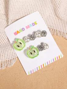 2 Peças Presilhas de Cabelo Criativas e Engraçadas para o Dia a Dia, Versáteis e Excêntricas, com Frutas, Strass e Pérolas para Franja Lateral - 26813 - Visão 7