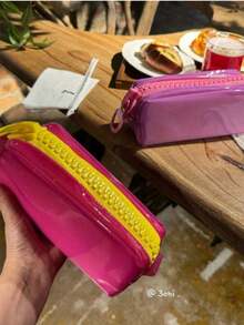 4 Colors Available, Jelly Texture, Dopamine Style Large Capacity Solid Color Minimalist Stationery Storage Bag, Thickened Wear-Resistant Soft Silicone Material, Upright Anti-Collapse Pencil Case, Suitable For Back To School Season - Multicolor - View 9