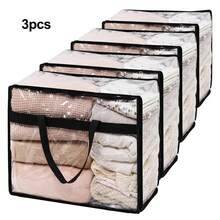Tas Penyimpanan Selimut 1/4, Kapasitas 40L, Tas Penyimpanan Plastik Transparan Ekstra Besar, Untuk Menyimpan Pakaian, Seprai, Perlengkapan Tempat Tidur, Perlengkapan Pindahan, Dengan Resleting dan Pegangan yang Diperkuat - MultiWarna - View 12