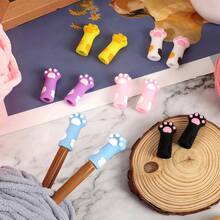 6PCS Cat Paw Shaped Knitting Needle Protectors, Cute Decorative Covers, Knitting Tools, Compatible With Crochet Hooks, Straight Needles, Circular Needles And All Hand Knitting Projects - Cat Paw Protector - View 2