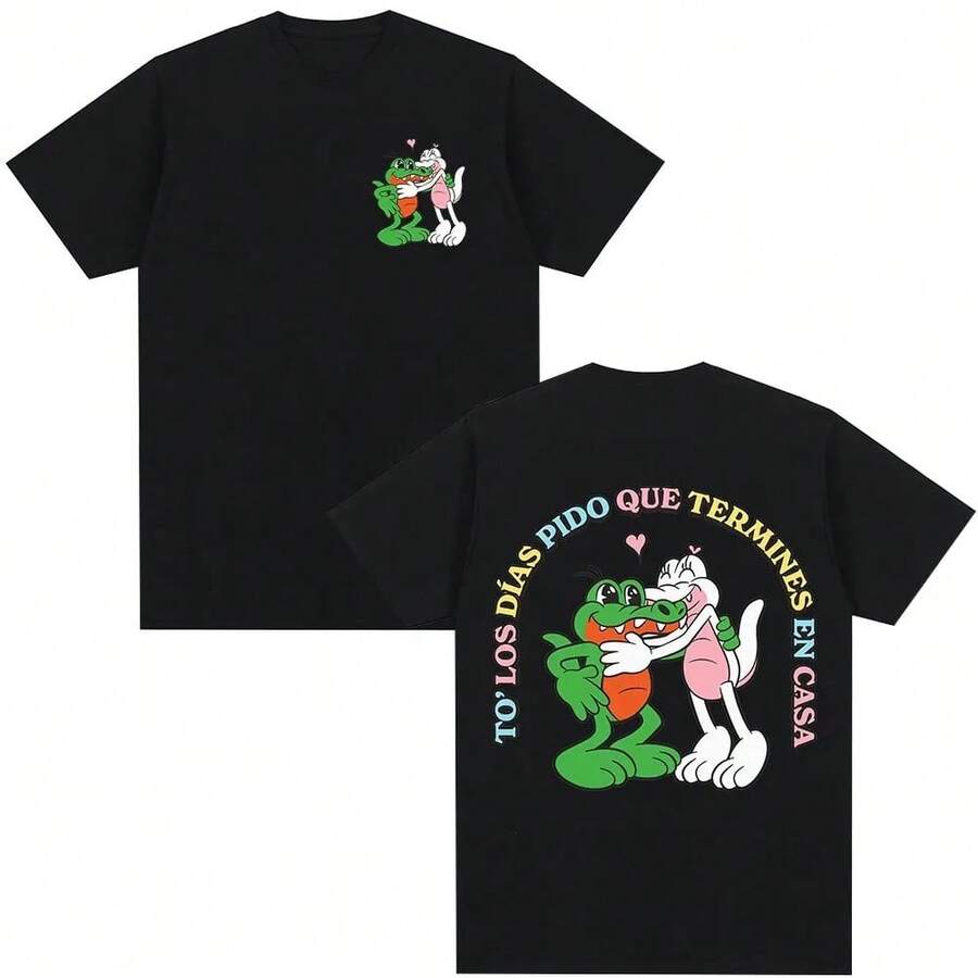 Rapper Alvaro Diaz Felicilandia Album Graphic T Shirts Men Hip Hop Fashion Oversized T-Shirt Casual Cotton T-Shirts Streetwear - Black - View 1