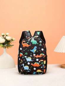 Una mochila con estampado de dibujos animados, una mochila de unicornio de dibujos animados para excavar, adecuada para uso diario, con pequeños patrones distribuidos aleatoriamente. - Multicolor - Ver 9