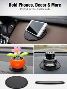 Car Dashboard Adhesive Mounting Pad, Round Self-Adhesive Magnetic Base Sticker, Removable Double-Sided Gel Mounting Disc With No Residue, Suitable For Car Phone Holder, Easy Installation Without Tools, Universal Car Interior Accessory - Style a - View 3