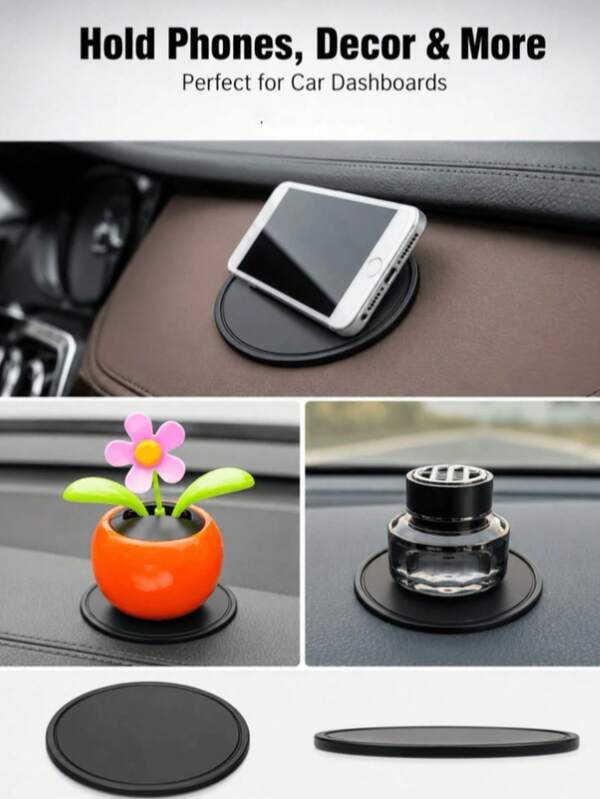 Car Dashboard Adhesive Mounting Pad, Round Self-Adhesive Magnetic Base Sticker, Removable Double-Sided Gel Mounting Disc With No Residue, Suitable For Car Phone Holder, Easy Installation Without Tools, Universal Car Interior Accessory