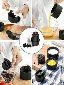 8pcs Stainless Steel Measuring Cups And Spoons Set With Handles, Includes Coffee Spoon, Flour Spoon, Measuring Spoon, Suitable For Dry And Wet Ingredients, Dishwasher For Cooking, Essential Kitchen Tool For Baking - Multicolor - View 10