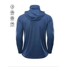 Conjunto de Sudadera con Capucha de Protección Solar para Hombre, Sudadera de Pesca con Máscara, Chaqueta de Pesca Casual Transpirable, Ropa Deportiva de Secado Rápido con Cubre Rostro, Equi - Negro - Ver 3