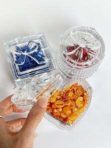 1件大容量玻璃水晶收納盒，多功能美甲刷洗杯附蓋，透明水晶杯，美甲沙龍配件裝飾收納展示盒 - 無色 - 查看 2