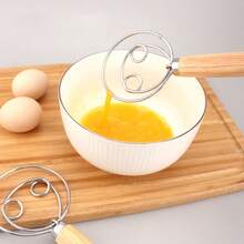 1/2pcs Dough Whisk, Egg Beater With Dough Scraper, Made Of High-Quality Stainless Steel With Ergonomic Wooden Handle, Perfect For Making Sourdough, Pizza Dough And Pastries - Model B - View 11