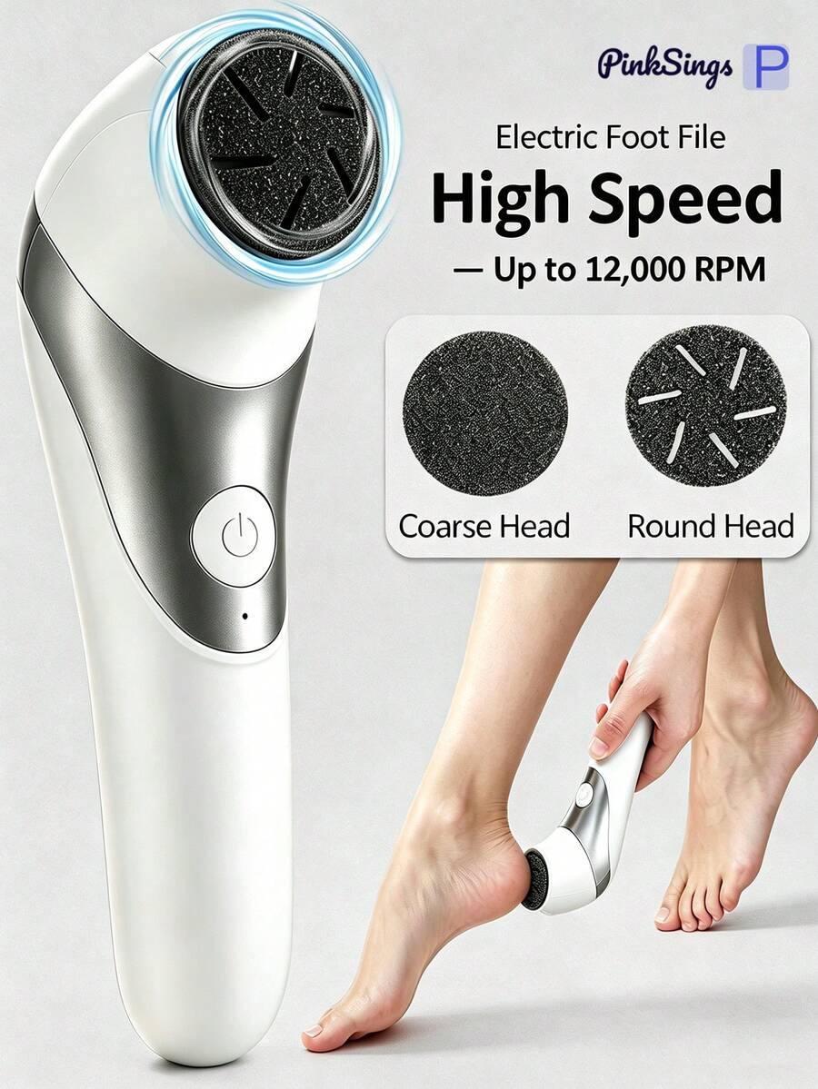 PinkSings Electric Foot Callus Remover, Portable Foot Care Set, Rechargeable Waterproof Foot File, Foot Dead Skin Remover