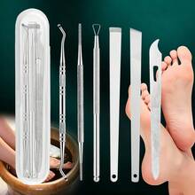 6 In 1 Stainless Steel Pedicure Tools Set, Professional Foot Care Kit Dead Skin Callus Remover Ingrown Toenail Cleaner Cuticle Trimmer With Portable Storage Box For Home Salon Use - Multicolor - View 7