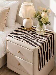 1pc Black White Zebra Print Dust Cover, Modern Polyester Rectangular Furniture Protector With Animal Stripe Pattern And Smooth Drape For Nightstand, Bedside Table, End Table, Cabinet, Dresser, Small Tabletop, Bedroom And Living Room Decor - Zebra - View 7