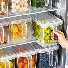 4pcs Refrigerator Storage Set With Handles, Including 4 Containers And 4 Lids. Durable Plastic Food Storage Containers, Suitable For Fruits, Meats, And Beverages. The Lightweight Design Helps Efficiently Organize Your Kitchen And Refrigerator - View 1