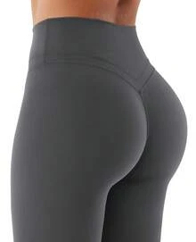 VOYJOY Womens Scrunch Workout Leggings Compression Butt Lifting Mid High Waist 26 Inches Seamless V Back Yoga Pants - 碳灰 - 查看 7