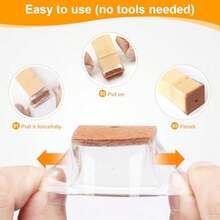 24 Pack Square Chair Leg Floor Protectors For Hardwood Floors, Silicone Felt Covers Pads Caps, Protect Wood Furniture Feet Floors Noise Reduce And Scratch Square Large - Clear24pack - View 4