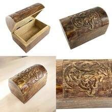 Premium Handmade Wooden Treasure Chest Decorative Trunk For Keepsakes Semicircular Curved Jewellery Box Trinket Box Ladies Jewellery Storage Case Handcrafted Home Decor Golden - Golden Brown - View 8