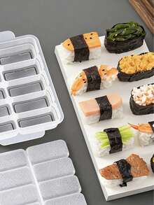1pc 10-Cavity Battleship Sushi Mold, 5-Cavity Rice Ball Sushi Mold Set, PP Non-Stick Rice Ball Maker, Easy Release Hand-Pressed Sushi Making Tool, DIY Japanese Sushi Bento Lunch Kitchen Gadget, Suitable For Picnic And Camping - View 10
