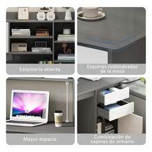 Escritorios Mueble Escritorio De Ordenador Escritorios 100cm,Estilo Minimalista Moderno, Escritorios para Oficinas en el Hogar,para espacios pequeños, dormitorio, estudiante - Gris - Ver 7