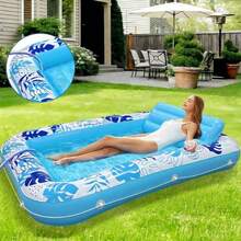 Cama flotante inflable de agua con diseño de hoja de tortuga cuadrada, de PVC grueso, para tomar el sol (Estilo/Color enviado al azar) - Multicolor - Ver 3